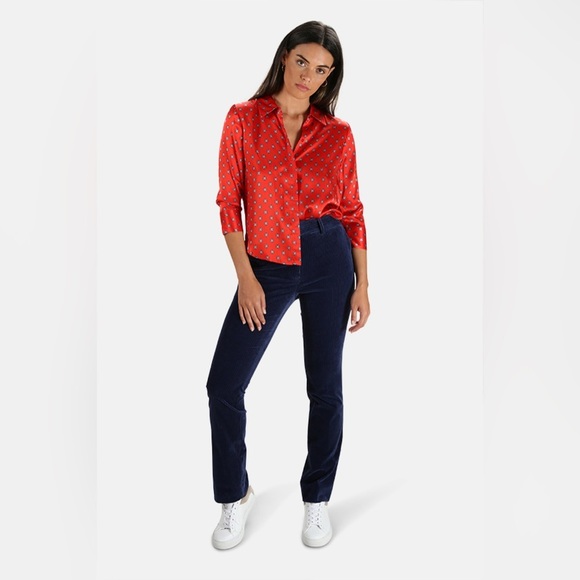 L'AGENCE Silk Jil Blouse in Royal Red Multi Maestro, size Large - Picture 12 of 13